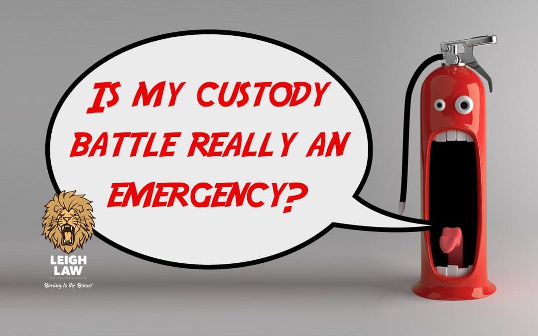 Cartoon of a fire extinguisher screaming "Is my custody battle really an emergency."